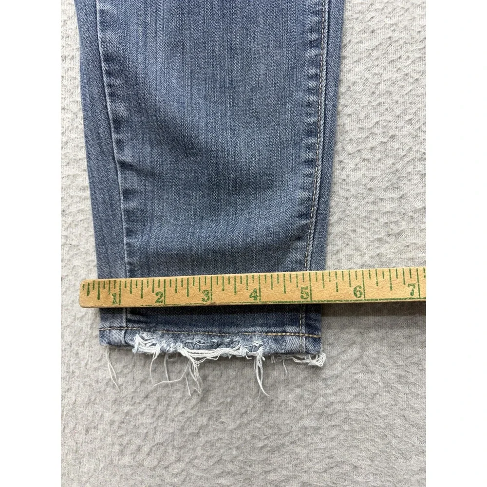 Paige Hoxton Ankle Jeans‎ Womens 28 Blue Medium Wash Raw Hem Distressed Stretch